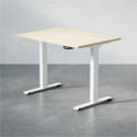 Skrivbord justerbart i höjd, storlek 100x70 cm, björkskiva och vita bordsben.