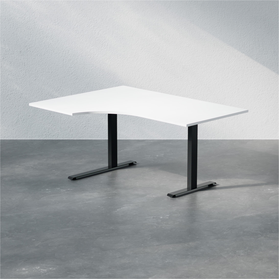 Fast svängt skrivbord