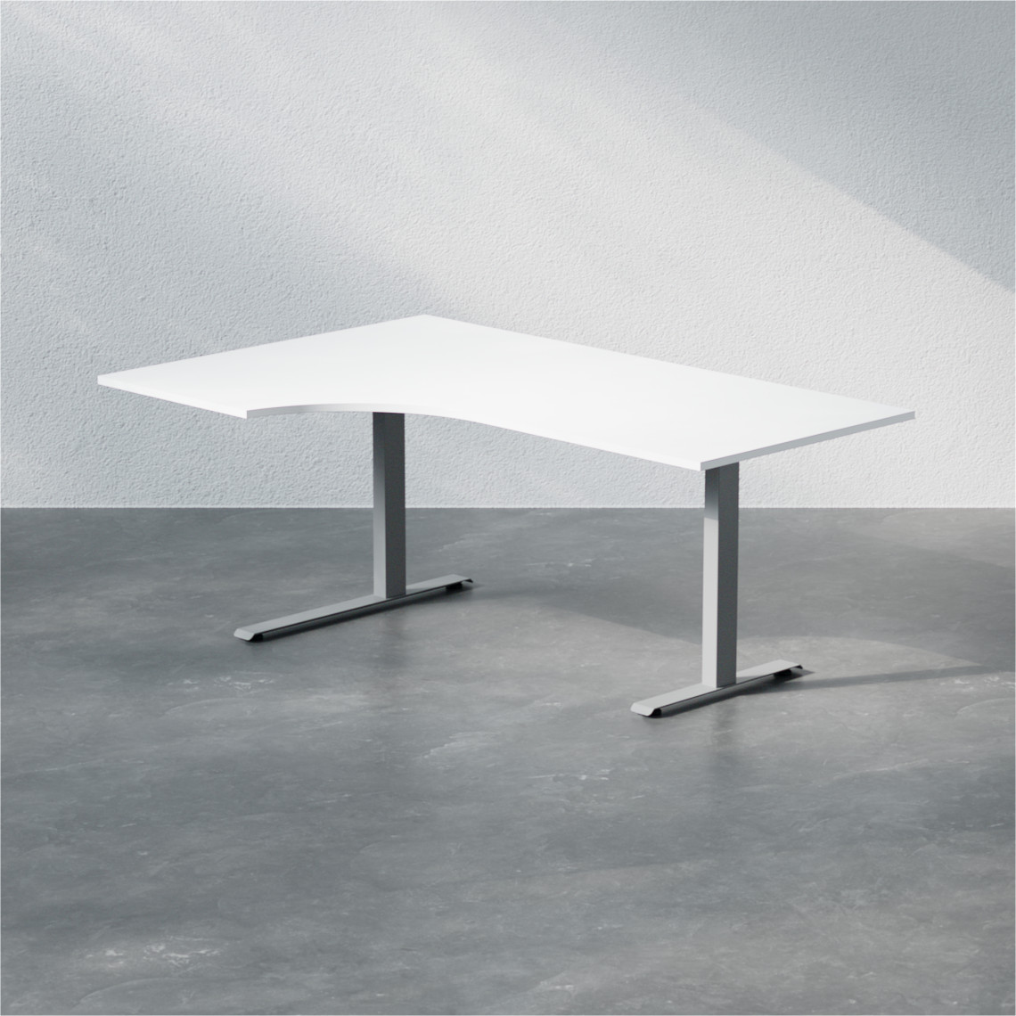 Fast svängt skrivbord