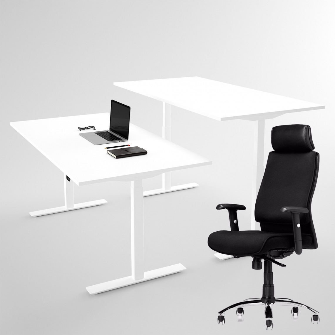 AS6000, kontorsstol + höj- och sänkbart skrivbord vitt 100x60 cm - Komplett arbetsplats AS6000, kontorsstol + höj- och sänkbart skrivbord vitt 100x60 cm - Komplett arbetsplats