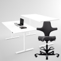 HÅG Capisco 8106, Svart + höj- och sänkbart skrivbord vitt 100x60 cm - Komplett arbetsplats