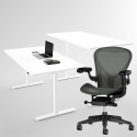 Herman Miller Aeron + Höj- och sänkbart skrivbord vitt 100x60 cm - Komplett arbetsplats