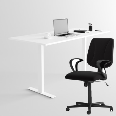 Komplett arbetsplats - Ekeby, skrivbordsstol + Fast skrivbord vitt