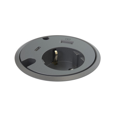 Bordsuttag Powerdot 16 - 1 Eluttag, 1 USB-A, 1 USB-C, 2 kabelgenomföring
