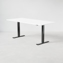 Justerbart skrivbord med vit bordsskiva och svarta ben, mått 180x80 cm Justerbart skrivbord med vit bordsskiva och svarta ben, mått 180x80 cm