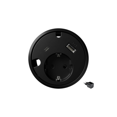 Bordsuttag Powerdot 16 Kit - 1 Eluttag, 1 USB-A, 1 USB-C, 2 kabelgenomföring