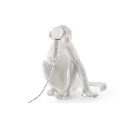 Monkey Lamp Sitting - Vit