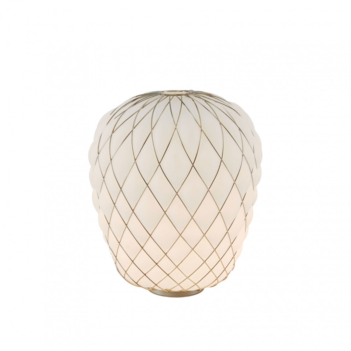 Pinecone - Bordslampa Vitt glas med guldig metallbur Pinecone - Bordslampa Vitt glas med guldig metallbur
