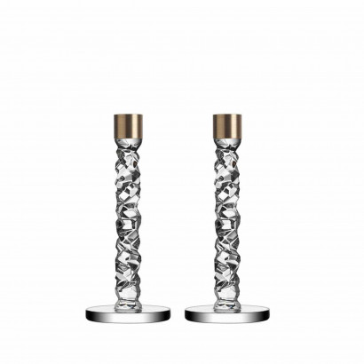 Orrefors ljusstake Carat  mässing, 242 mm hög - SET