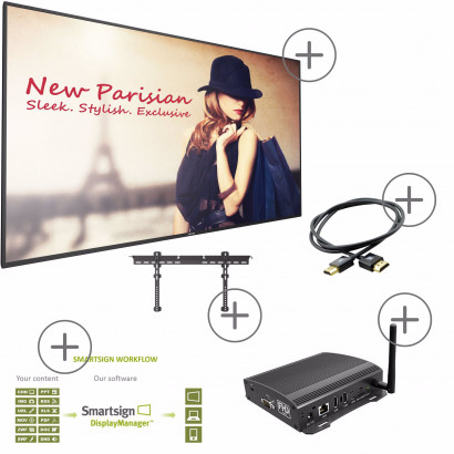 Komplett paket med Digital Signage 55" + spelare + licens