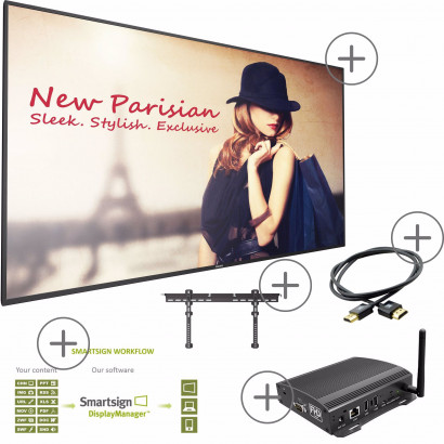 Komplett paket med Digital Signage 75" + spelare + licens