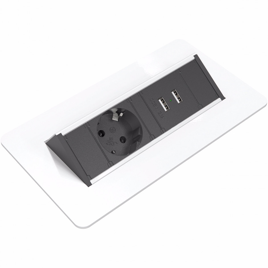 Axessline QuickBox - 1 El 2 USB Laddare, Vit Axessline QuickBox - 1 El 2 USB Laddare, Vit