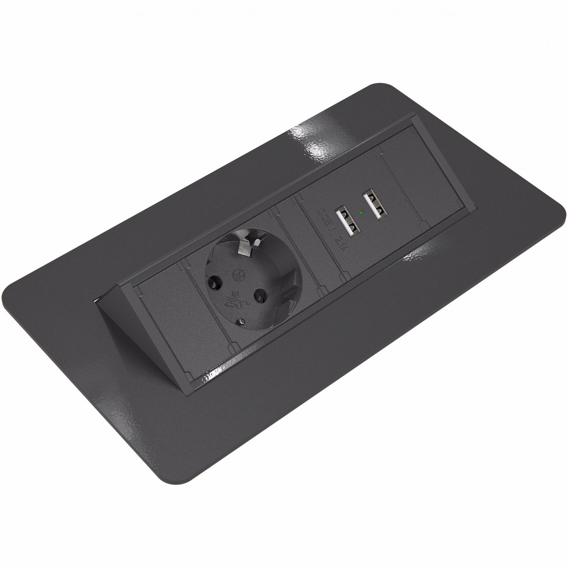 Axessline QuickBox - 1 El 2 USB Laddare, Svart Axessline QuickBox - 1 El 2 USB Laddare, Svart