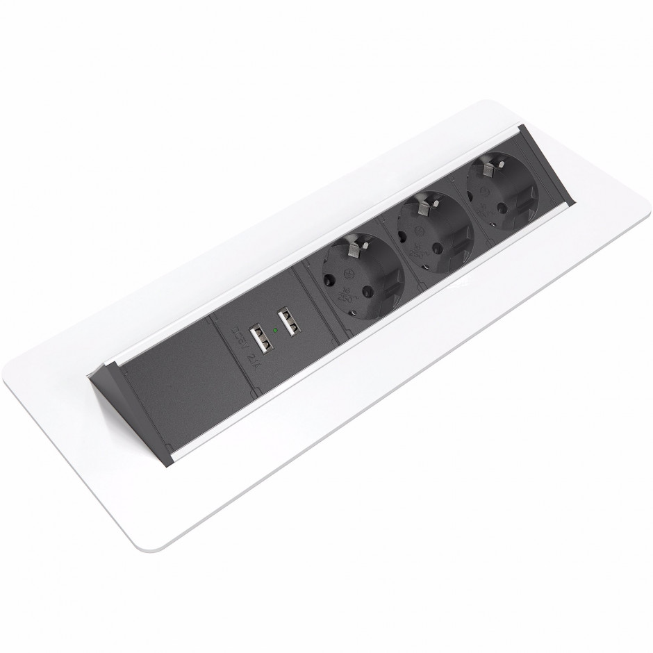 Axessline QuickBox - 3 El 2 USB Laddare, Vit Axessline QuickBox - 3 El 2 USB Laddare, Vit