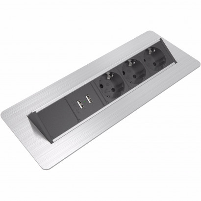 Axessline QuickBox - 3 El 2 USB Laddare, Borstad yta