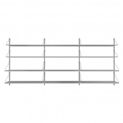 Vägghylla Shelf Library Triple Section - i rostfritt stål