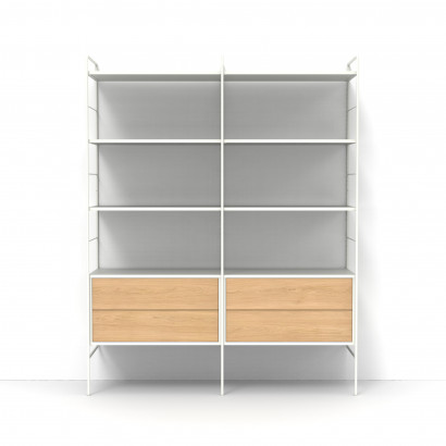 Organised Kombination 18 - Hög bokhylla med lådor