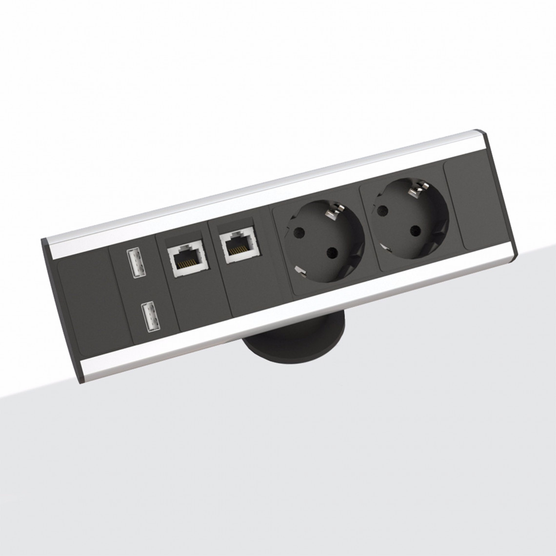 Axessline Desk - 2 El 2 Data 2 USB, Alu/Svart Axessline Desk - 2 El 2 Data 2 USB, Alu/Svart