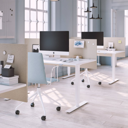 Bordsskärm Calm - 120x65 cm, Beige, Med bordsbeslag