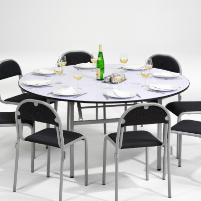 Bord Bankett  Ø150 cm - Vit med svart kant