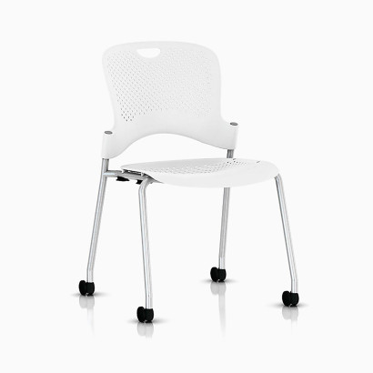 Herman Miller Caper Stol - Vit/krom, med hjul