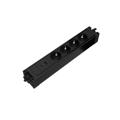 Uttagslist Axessline – 4 El, USB-A & USB-C