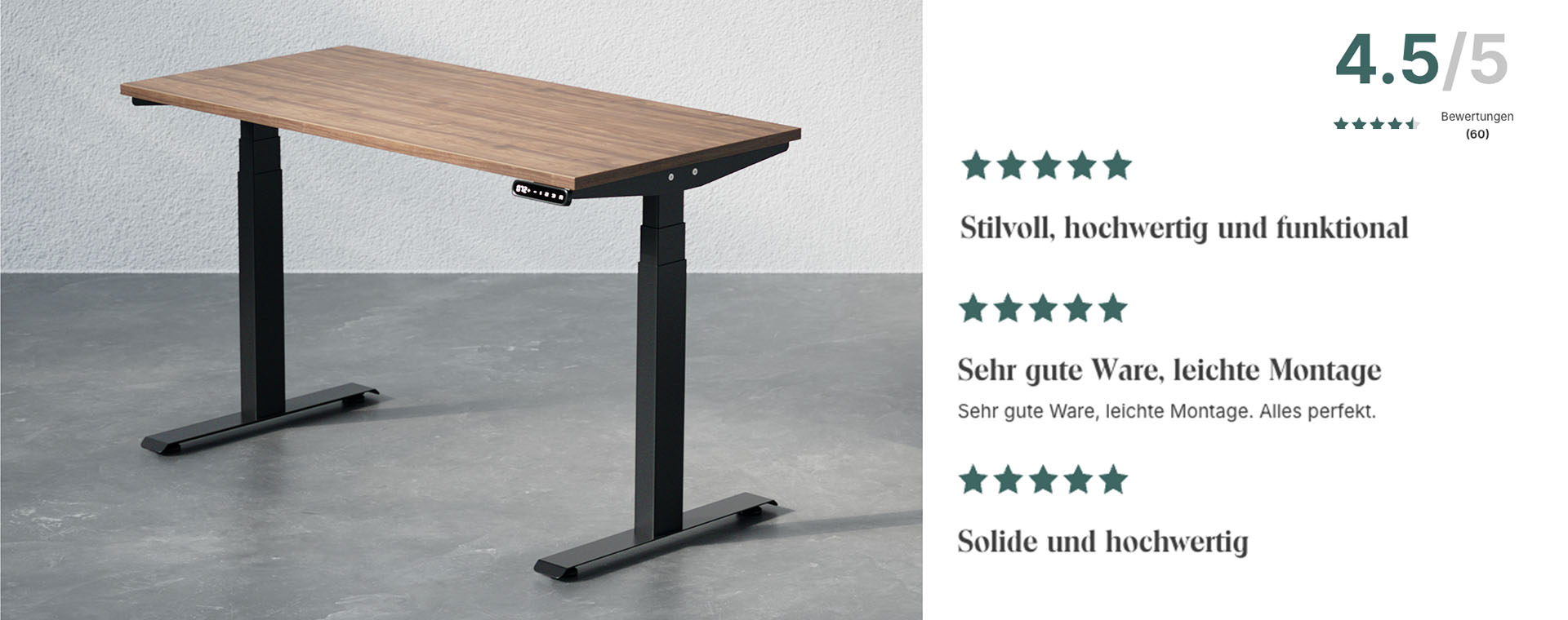Höhenverstellbarer Schreibtisch Premium, 4.5 Sterne