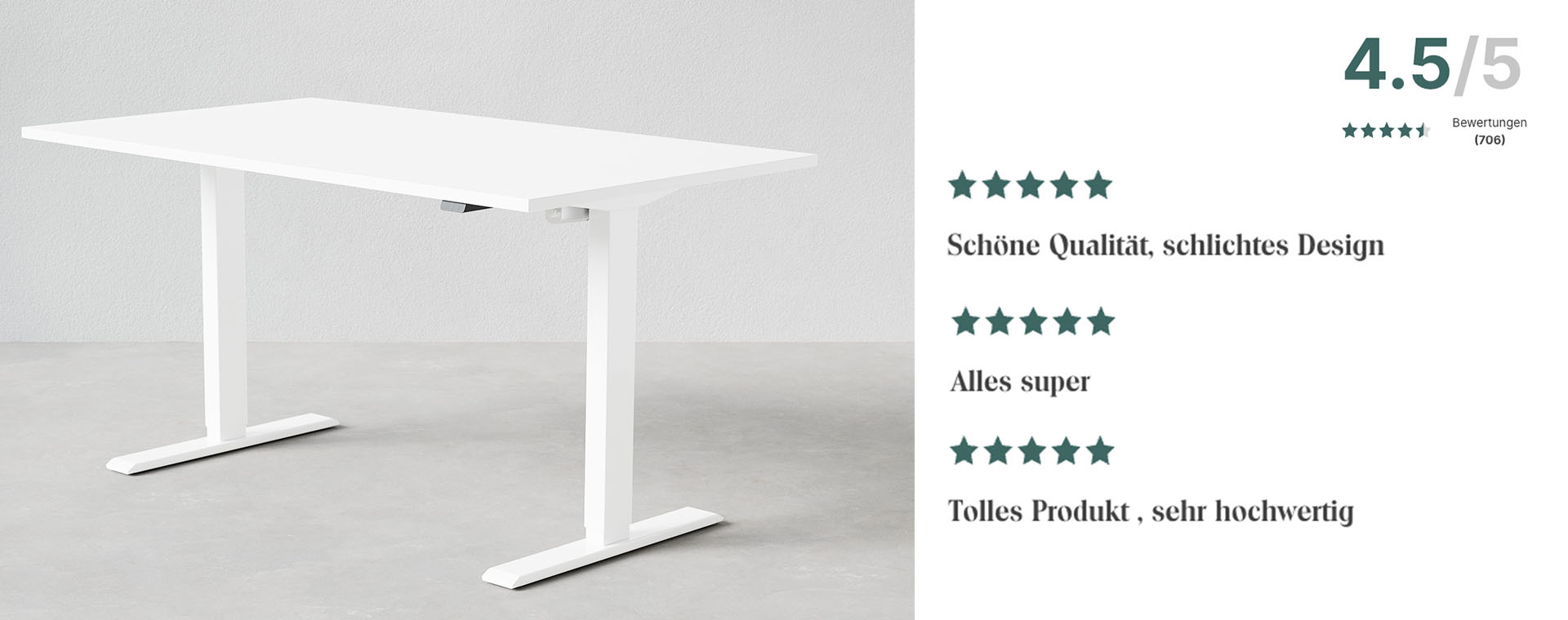 Höhenverstellbarer Schreibtisch Standard, 4.5 Sterne