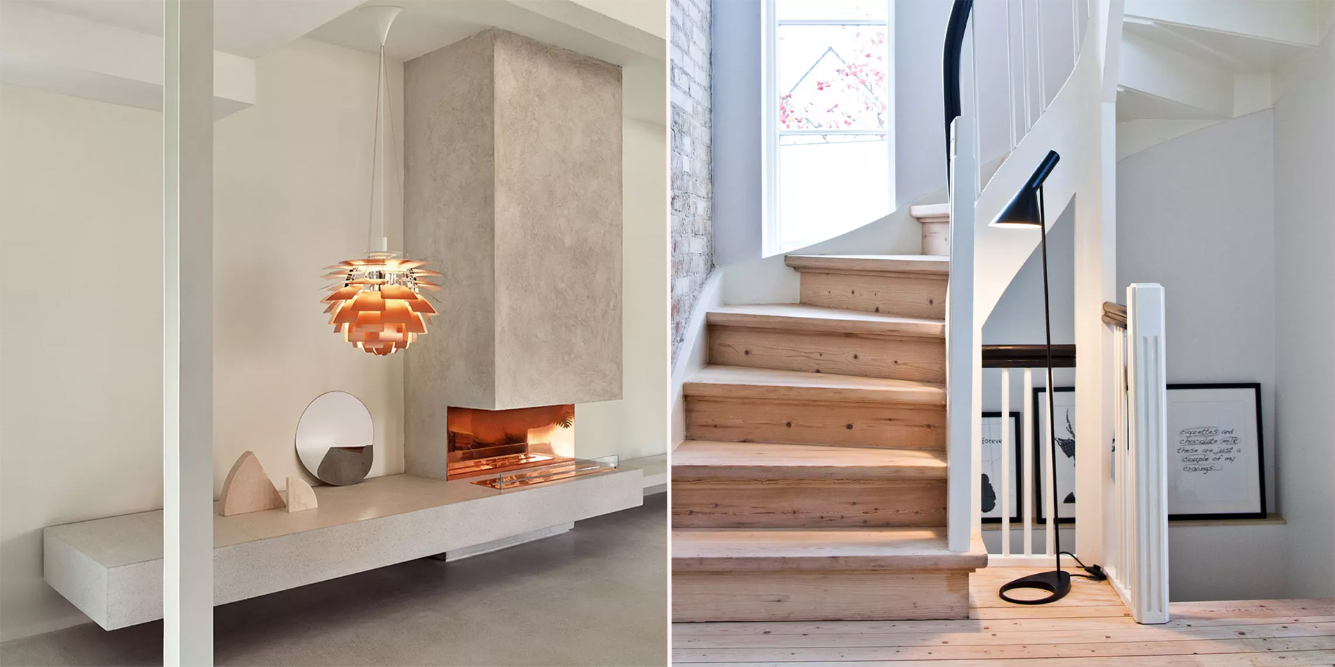 PH Artichoke -riippuvalaisin Louis Poulsenilta, AJ-lattiavalaisin Louis Poulsenilta.